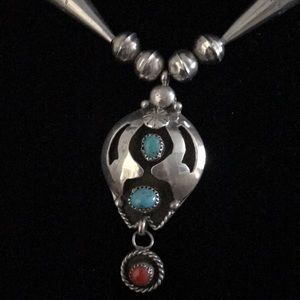 VTG Navajo SS Turquoise Necklace by Jessie Claw